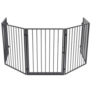 vidaXL Cl&ocirc;ture de chemin&eacute;e pour animaux de compagnie Noir Acier
