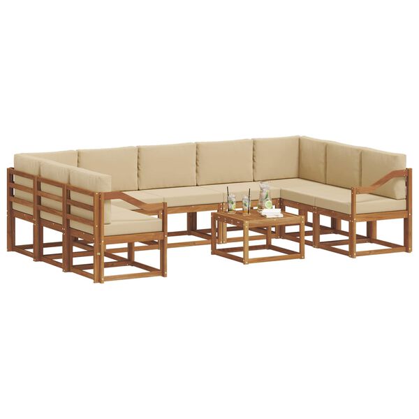 vidaXL Ensemble de canap&eacute;s d'ext&eacute;rieur 10 pcs Naturel et Beige