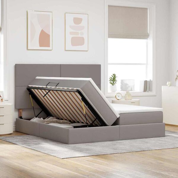 vidaXL Lit de Rangement Taupe 200 x 200 cm Cuir synth&eacute;tique
