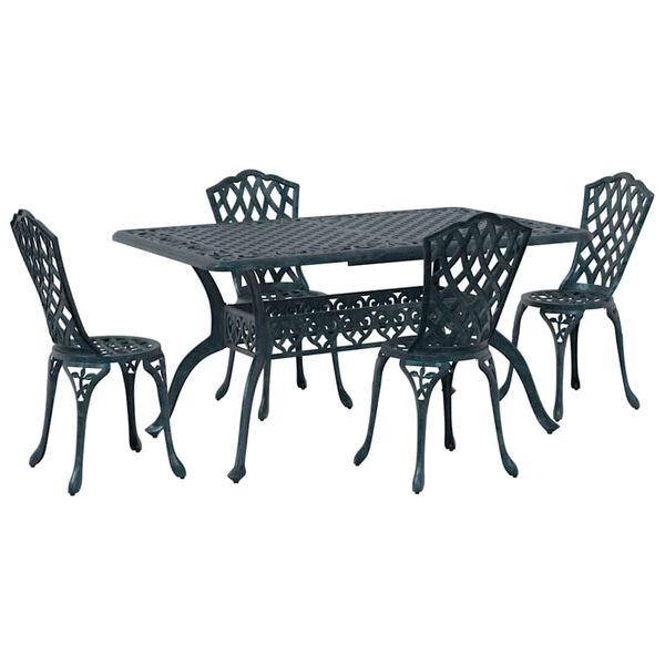 vidaXL Ensemble de salle &agrave; manger pour jardin 5 pcs Vert Aluminium