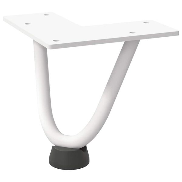 vidaXL Pieds en épingle à cheveux pour table basse 4 pièces Blanc 10 cm Acier massif