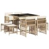 vidaXL Ensemble &agrave; manger de jardin et coussins 9 pcs beige Poly rotin