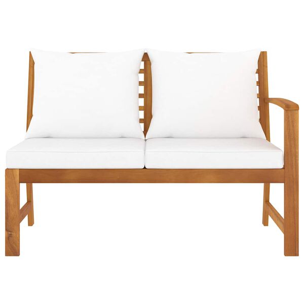 vidaXL Banc de jardin 114,5 cm avec coussin crème Bois solide d'acacia