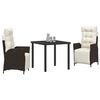 vidaXL Ensemble de salle &agrave; manger pour jardin 3 pcs Marron polyrotin