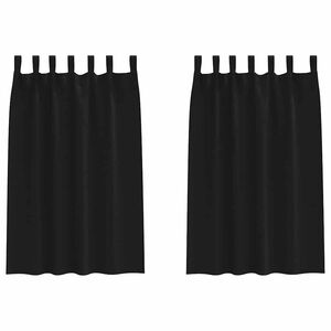 vidaXL Rideaux occultants avec anneaux 2 pc Noir 175 x 140 cm