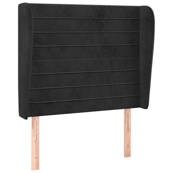 vidaXL T&ecirc;te de lit avec oreilles Noir 93x23x118/128 cm Velours