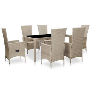 vidaXL Ensemble &agrave; manger d'ext&eacute;rieur 7 pcs coussins R&eacute;sine tress&eacute;e