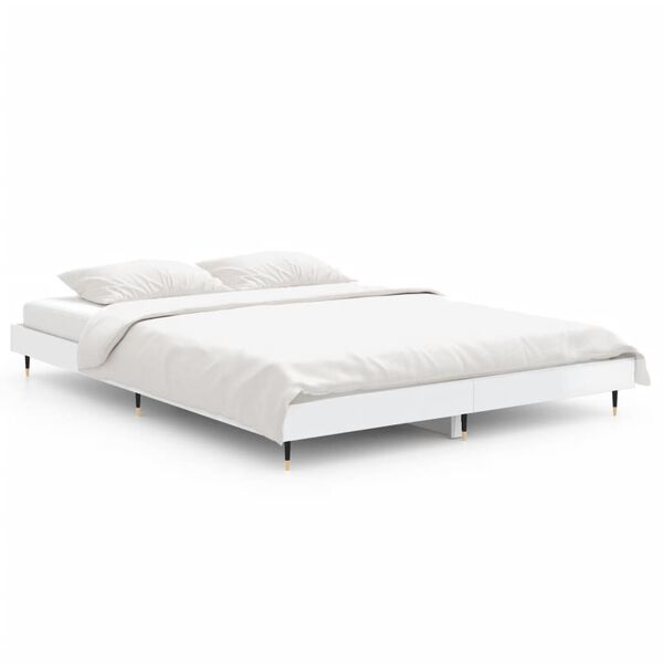 vidaXL Cadre de lit sans matelas blanc brillant 140x190 cm