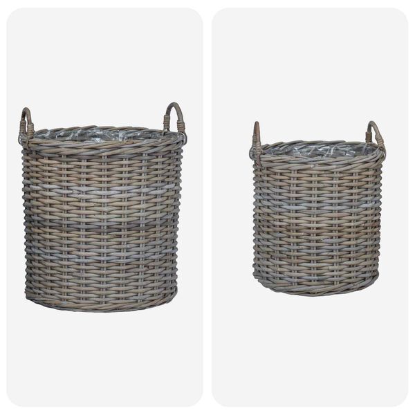 vidaXL Panier &agrave; Plantes avec stockage 2 pcs Gris Rotin Lacak