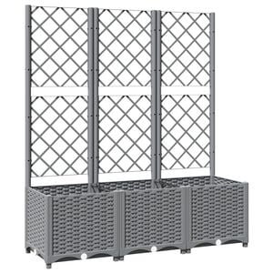 vidaXL Jardini&egrave;re avec treillis Gris clair 120x40x136 cm PP
