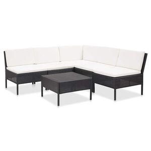 vidaXL Salon de jardin 6 pcs avec coussins R&eacute;sine tress&eacute;e Noir