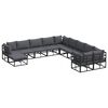 vidaXL Ensemble de canap&eacute; de jardin 11 pcs Noir Aluminium