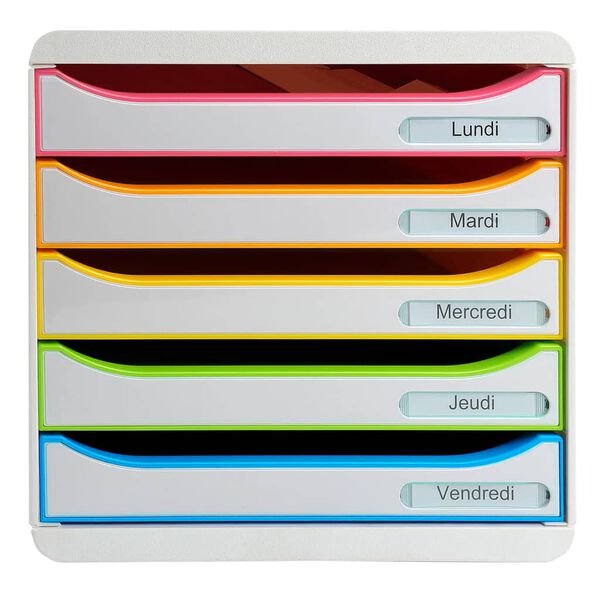 Exacompta Set tiroirs bureau Plus Big-Box Black Office 5 tiroirs Blanc