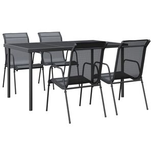 vidaXL Ensemble &agrave; manger de jardin 5 pcs noir textil&egrave;ne et acier