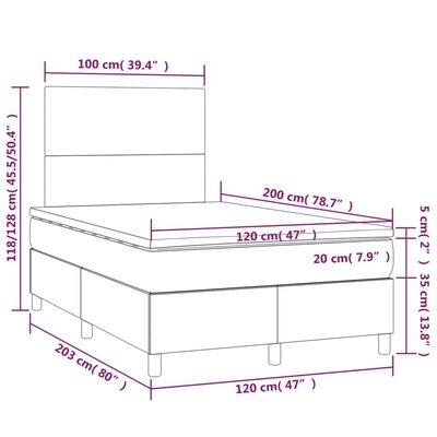 vidaXL Sommier à lattes de lit et matelas LED Rose 120x200 cm Velours