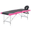 vidaXL Table de massage pliable 4 zones Aluminium Noir et rose
