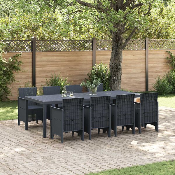 vidaXL Ensemble de salle à manger pour jardin 9 pcs Anthracite