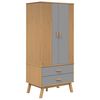 vidaXL Garde-robe OLDEN gris et marron 76,5x53x172 cm bois massif pin