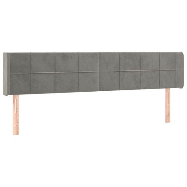 vidaXL T&ecirc;te de lit avec oreilles Gris clair 183x16x78/88 cm Velours