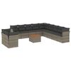 vidaXL Salon de jardin avec coussins 12 pcs gris r&eacute;sine tress&eacute;e