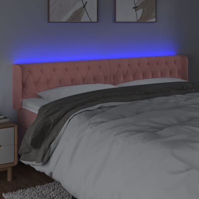 vidaXL Tête de lit à LED Rose 203x16x78/88 cm Velours