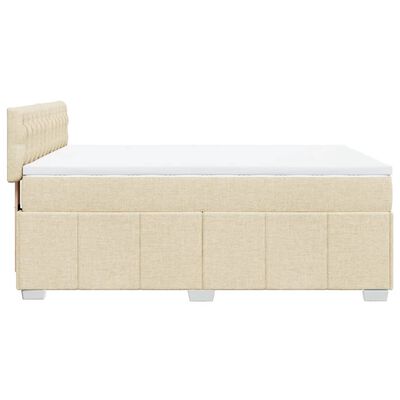 vidaXL Sommier à lattes de lit avec matelas Crème 140x190 cm Tissu