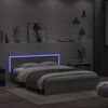 vidaXL Cadre de lit avec t&ecirc;te de lit et LED sonoma gris 150x200 cm