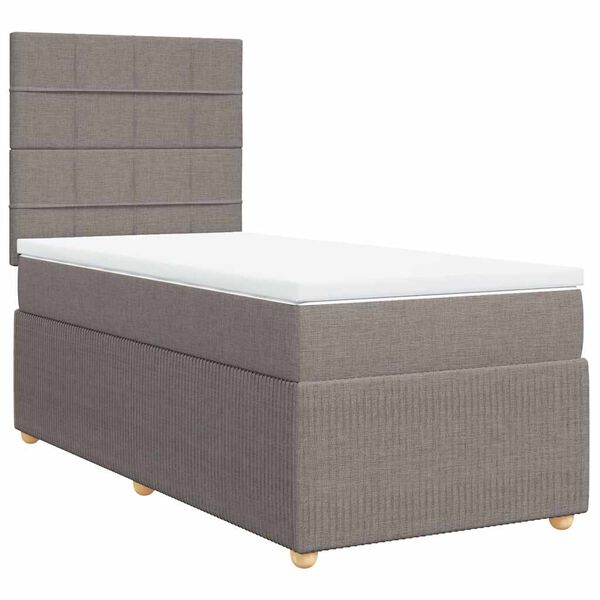 vidaXL Sommier &agrave; lattes de lit avec matelas Taupe 90x190 cm Tissu