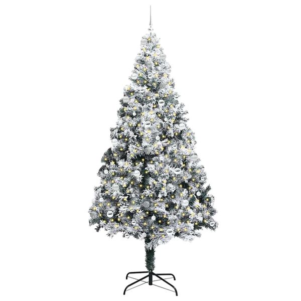 vidaXL Sapin de No&euml;l artificiel Blanc 240 cm PVC, Acier et Plastique