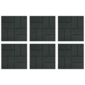 vidaXL Pierre de marchage 6 pcs Noir 40,5 x 40,5 x 2 cm Caoutchouc