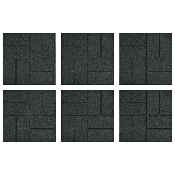 vidaXL Pierre de marchage 6 pcs Noir 40,5 x 40,5 x 2 cm Caoutchouc