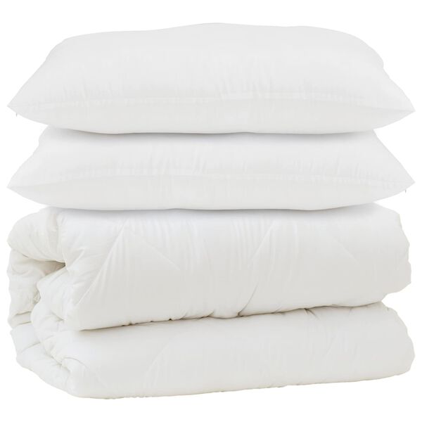 vidaXL Couette avec oreiller 3 pcs Blanc Microfibre