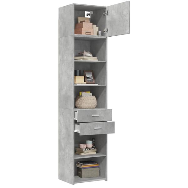 vidaXL Armoire de rangement mince gris b&eacute;ton 50x42,5x225 cm