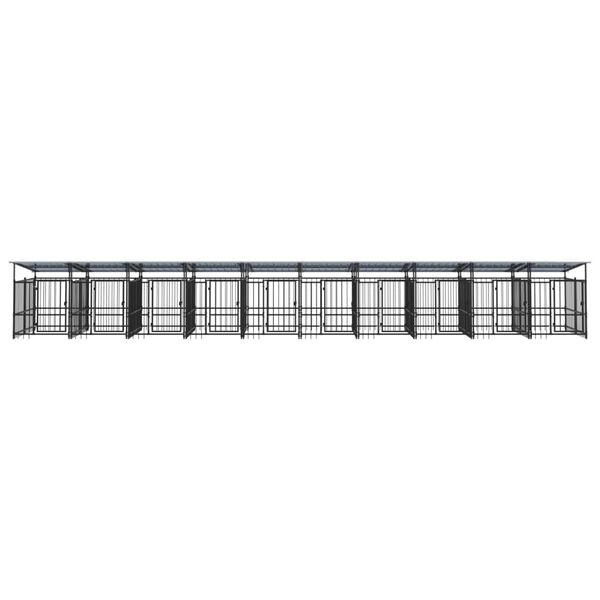 vidaXL Chenil d'ext&eacute;rieur avec toit pour chiens Acier 18,77 m&sup2;