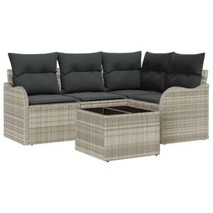 vidaXL Ensemble de canap&eacute; de jardin avec stockage 5 pcs Gris polyrotin