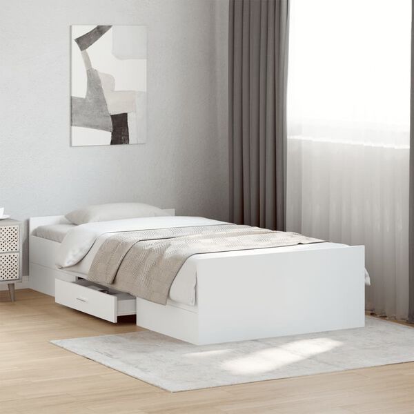 vidaXL Cadre de lit avec tiroirs sans matelas blanc 90x190 cm