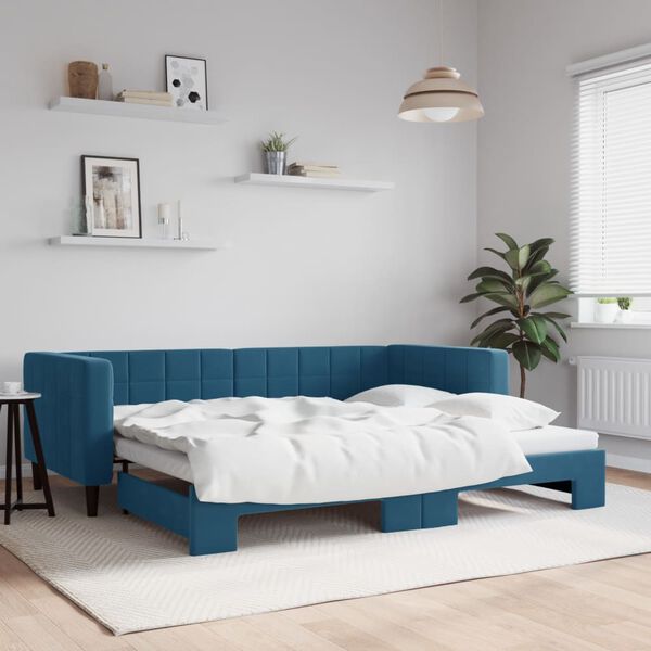 vidaXL Lit de jour avec gigogne sans matelas bleu 90x200 cm