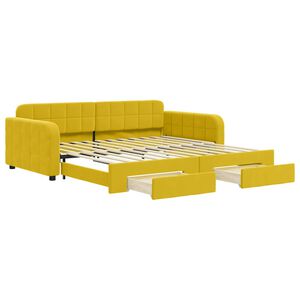 vidaXL Lit de jour avec gigogne et tiroirs jaune 100x200 cm velours