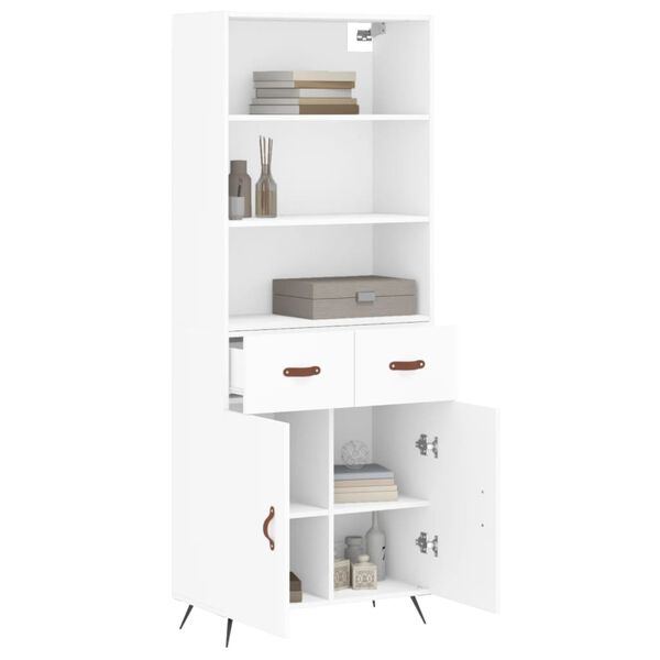vidaXL Buffet haut Blanc 69,5x34x180 cm Bois d'ing&eacute;nierie
