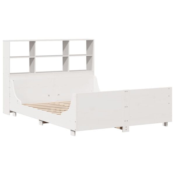 vidaXL Lit biblioth&egrave;que sans matelas blanc 120x190 cm bois massif