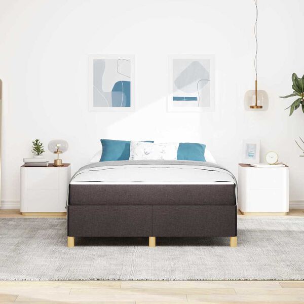 vidaXL Cadre de lit avec matelas Marron fonc&eacute; 140 x 190 cm tissu