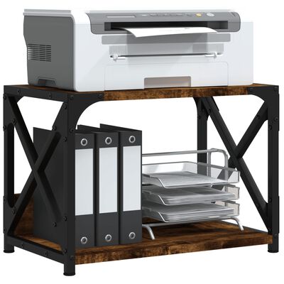 vidaXL Support d'imprimante à 2 niveaux chêne fumé 44x26x31,5 cm