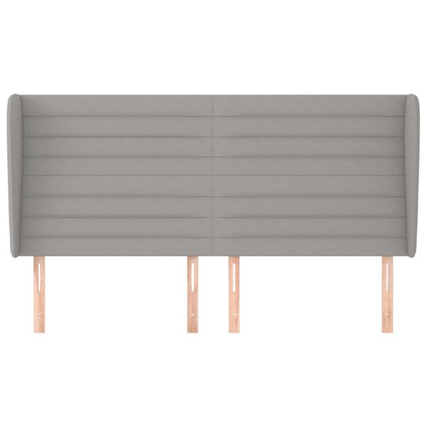 vidaXL T&ecirc;te de lit avec oreilles Gris clair 203x23x118/128 cm Tissu