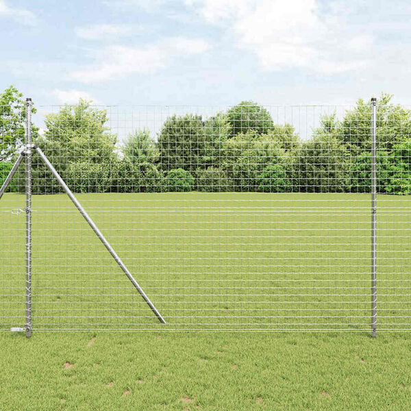 vidaXL Poteau de cl&ocirc;ture. 7 pcs Argent&eacute; Acier