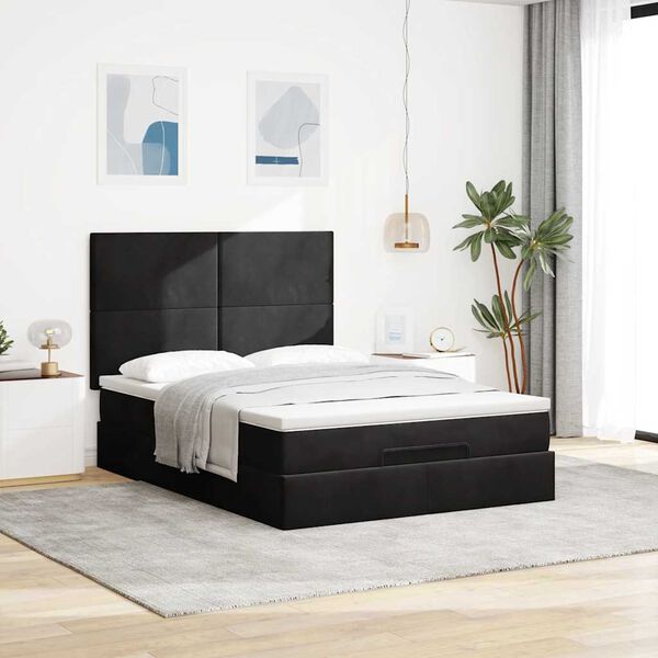 VidaXL Cadre de lit ottoman avec matelas noir 140x200 cm velours