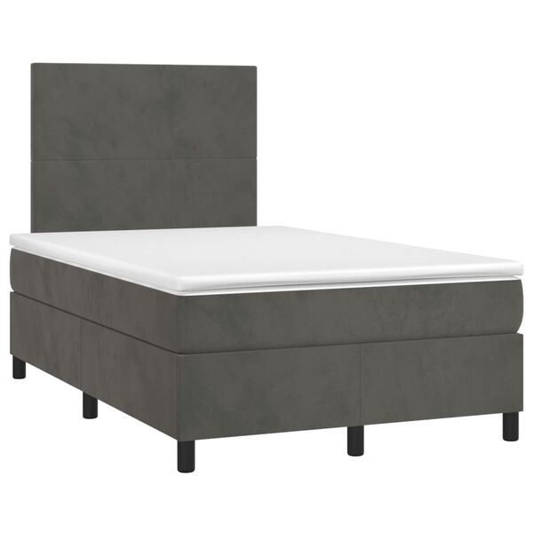 vidaXL Sommier &agrave; lattes de lit et matelas gris fonc&eacute; 120x190cm velours