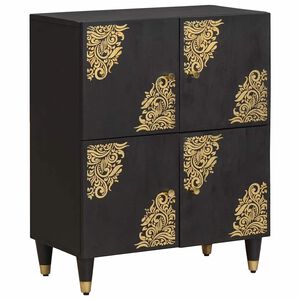 vidaXL Buffet avec &eacute;tag&egrave;re Noir 60 x 33 x 75 cm Bois de mangue massif
