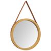 vidaXL Miroir mural avec sangle Dor&eacute; &Oslash; 35 cm