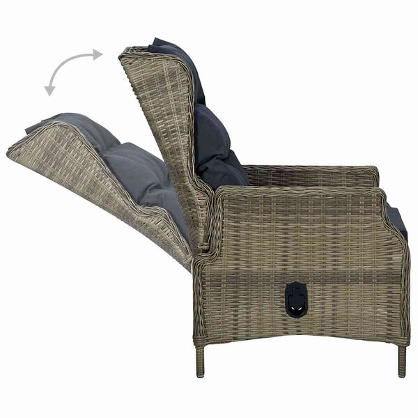 vidaXL Chaise inclinable de jardin avec coussins R&eacute;sine tress&eacute;e Marron