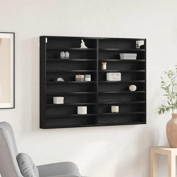 vidaXL Vitrine Ch&ecirc;ne noir 100 x 8,5 x 75 cm Bois d'ing&eacute;nierie